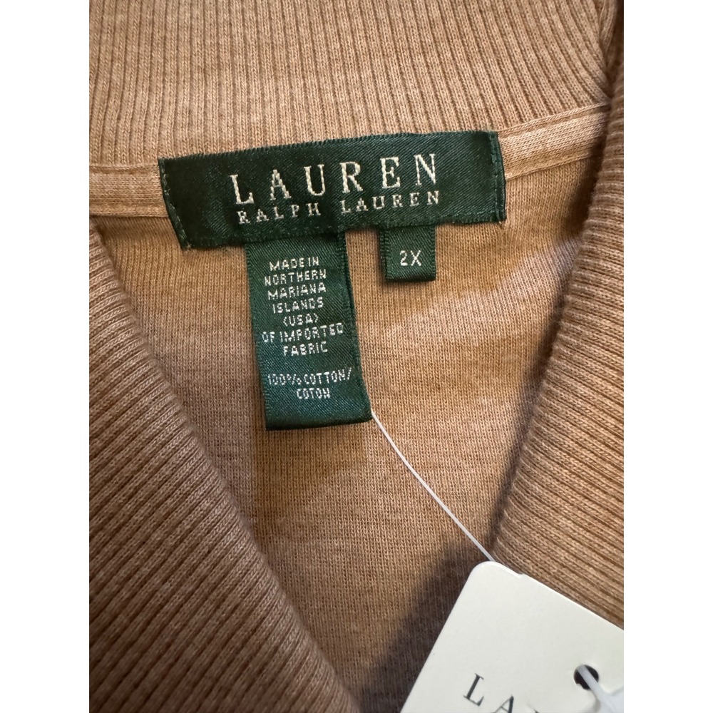 Lauren Ralph Lauren Women's 2X Beige Shawl Collar Cotton Sweater NWT - Picture 4 of 5